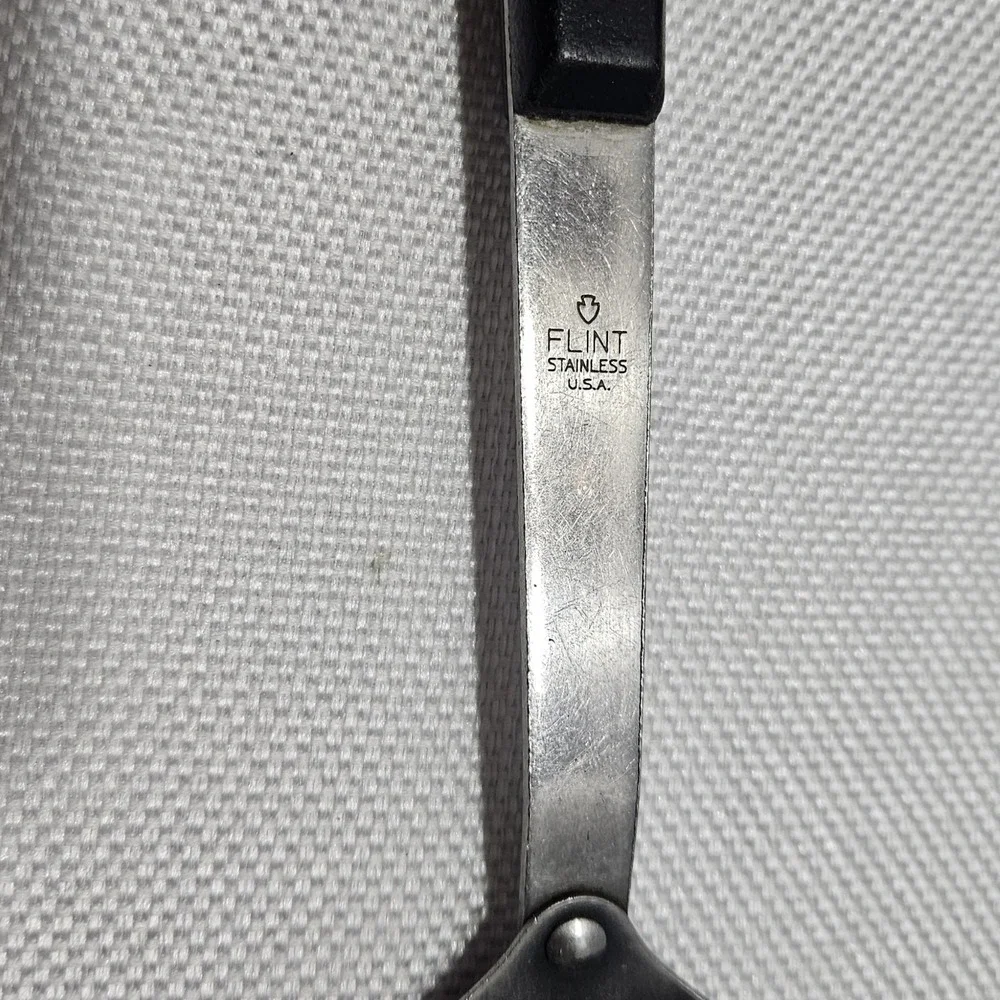 Ekco Flint Stainless Steel Serving Spoon Black Riveted Handle USA Vintage 11.5in